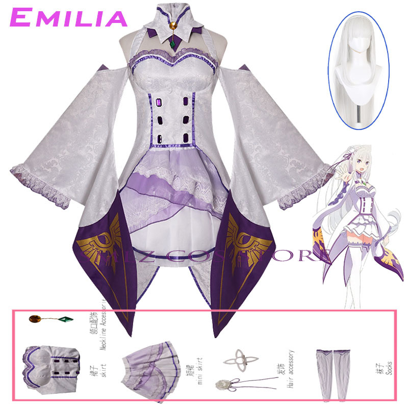 Emilia Cosplay Anime Re Zero K - огляд і ціна Anime Cosplay Outfits For Women